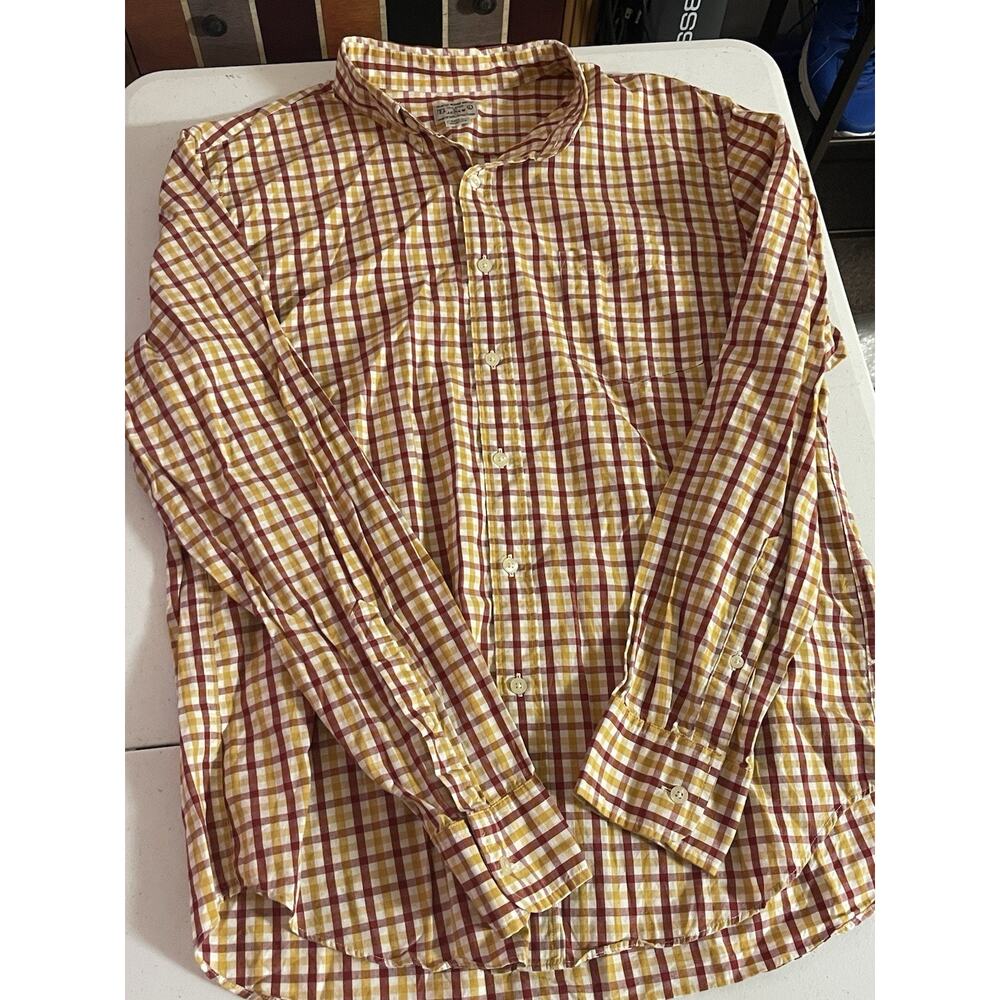 J Crew Shirt Mens Large Red Yellow White Plaid Cotton Button Down Preppy